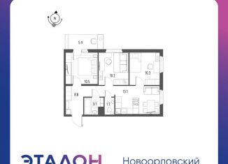 Продам трехкомнатную квартиру, 59.5 м2, Санкт-Петербург, ЖК Новоорловский