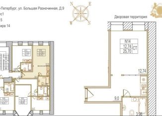 Квартира на продажу студия, 25.7 м2, Санкт-Петербург, Большая Разночинная улица, 9, Большая Разночинная улица