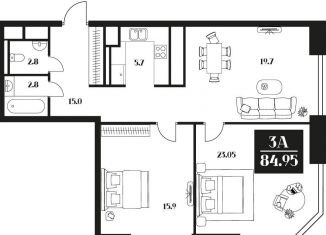 Продам 3-комнатную квартиру, 85 м2, Москва, улица Серпуховский Вал, 1, улица Серпуховский Вал