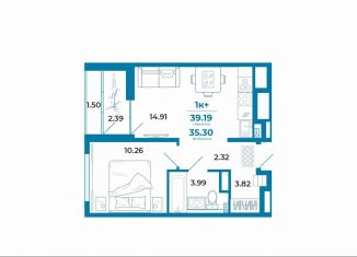 Продам 1-комнатную квартиру, 35.3 м2, Тюмень, ЖК Краснолесье