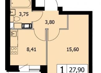 Продам 1-комнатную квартиру, 27.9 м2, Ленинградская область, Вересковая улица, 1к1