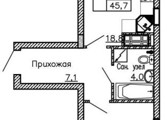 Продажа однокомнатной квартиры, 45.7 м2, Старый Оскол, проспект Алексея Угарова, 12Ак2