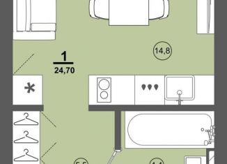 Продается квартира студия, 24.7 м2, деревня Хохряки