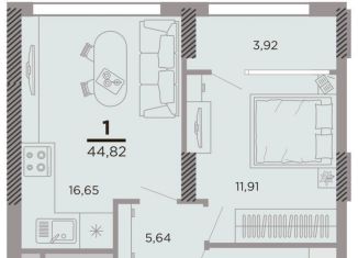 Продажа однокомнатной квартиры, 44.8 м2, Рязанская область