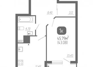 Продается 1-комнатная квартира, 45.8 м2, Самара, Советский район