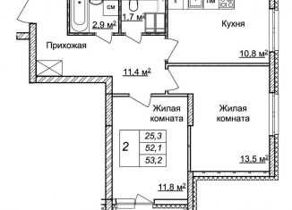 Продам 2-комнатную квартиру, 53.2 м2, Нижний Новгород, ЖК Новая Кузнечиха, жилой комплекс Новая Кузнечиха, 8