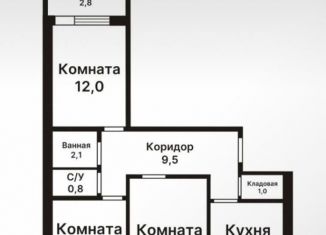 Трехкомнатная квартира на продажу, 58.5 м2, Москва, улица Тёплый Стан, 21к5, метро Тёплый Стан