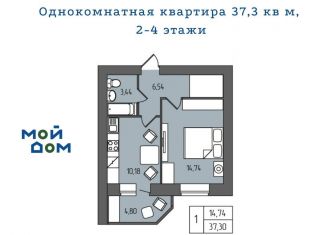 Продается однокомнатная квартира, 37.3 м2, Ульяновск, Железнодорожный район, проспект Гая, 35Б