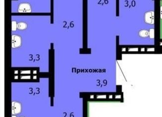 Продажа 3-комнатной квартиры, 77.5 м2, Красноярск, Ленинский район, проспект Машиностроителей, 35