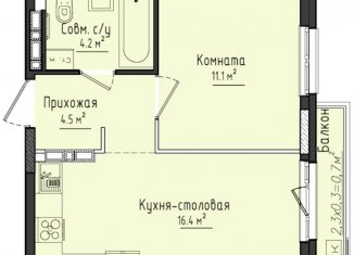 1-комнатная квартира на продажу, 36.4 м2, село Первомайский, ЖК Город Оружейников