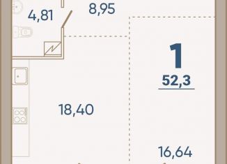 1-комнатная квартира на продажу, 52.3 м2, Курган, жилой район Центральный, улица Кирова, 45