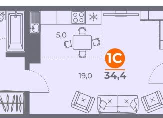 Квартира на продажу студия, 35 м2, Ростов-на-Дону, ЖК Сокол на Оганова, улица Оганова, 20с1