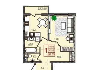 Продажа 1-комнатной квартиры, 49.6 м2, Краснодар, Веронская улица, 4, ЖК Италия