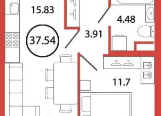 Продам 1-комнатную квартиру, 37 м2, Санкт-Петербург, улица Дыбенко, метро Улица Дыбенко