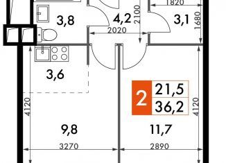 Продам двухкомнатную квартиру, 36.1 м2, Москва, ЖК Движение Тушино, жилой комплекс Движение Тушино, к1-2