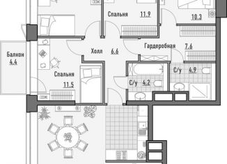 Продам 4-комнатную квартиру, 123.2 м2, Ленинский городской округ, Варшавское шоссе, 21-й километр, вл1