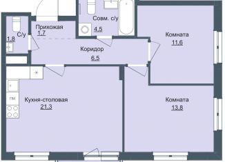 Двухкомнатная квартира на продажу, 61.2 м2, Ижевск, ЖК Истории