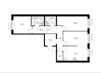 Продажа 3-комнатной квартиры, 83.6 м2, рабочий посёлок Боброво, Крымская улица, 19