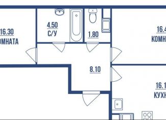 Продажа 2-комнатной квартиры, 65.1 м2, Мурино, ЖК Материк