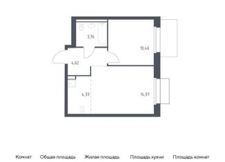 Продается 1-комнатная квартира, 38.1 м2, Москва, жилой комплекс Квартал Марьино, к1