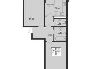 Продам 2-ком. квартиру, 60 м2, Краснодар, улица Красных Партизан, 4/15, микрорайон Микрохирургии глаза