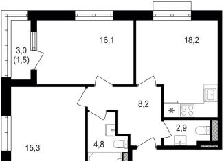 Двухкомнатная квартира на продажу, 67 м2, Москва, Михалковская улица, 48с8, станция Коптево