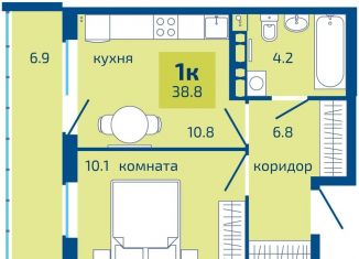 Продажа однокомнатной квартиры, 38.8 м2, Пермь