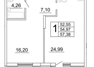 Продам 1-комнатную квартиру, 57.3 м2, Самара, улица Дыбенко, 5, метро Гагаринская