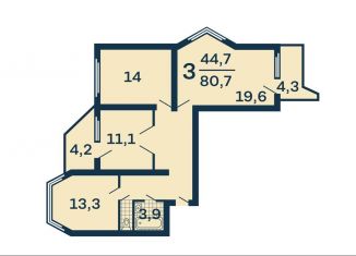 3-ком. квартира на продажу, 80 м2, деревня Брёхово, микрорайон Школьный, к7