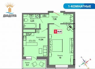 Однокомнатная квартира на продажу, 46.6 м2, Тверь, Пролетарский район