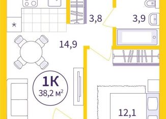 Продаю 1-ком. квартиру, 36.4 м2, Екатеринбург, ЖК Астон Сезоны