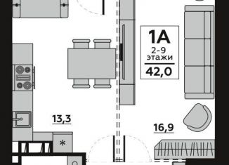 Продам 1-комнатную квартиру, 44 м2, Волгоград, Бакинская улица, 6, Центральный район