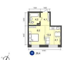 Продажа однокомнатной квартиры, 29.4 м2, Иркутск, Старо-Кузьмихинская улица, 36