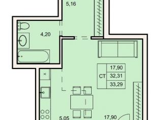 Продается 2-ком. квартира, 33.3 м2, Барнаул, Железнодорожный район, улица Советской Армии, 60