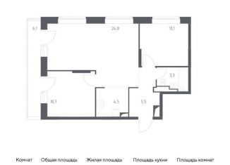 Продам трехкомнатную квартиру, 65 м2, Москва, жилой комплекс Верейская 41, к2.2, Можайский район