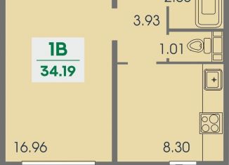 1-ком. квартира на продажу, 34.2 м2, Чебоксары, проспект Геннадия Айги, поз25, Ленинский район