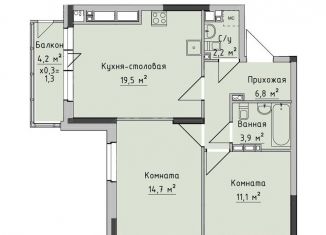 Продам 2-комнатную квартиру, 58.3 м2, Ижевск, жилой район Север