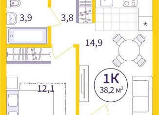 Продается однокомнатная квартира, 36.4 м2, Екатеринбург, ЖК Астон Сезоны