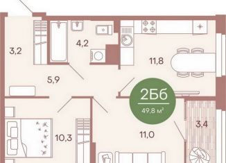 Продается двухкомнатная квартира, 49.7 м2, Пенза, жилой комплекс Норвуд, с6