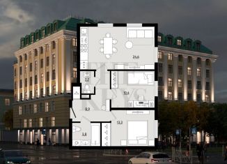 2-комнатная квартира на продажу, 63.2 м2, Санкт-Петербург, муниципальный округ Семеновский
