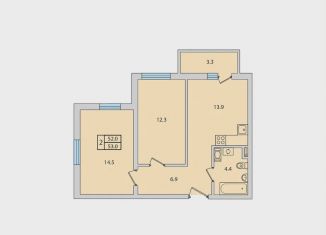 Продам 2-комнатную квартиру, 53 м2, Ленинградская область