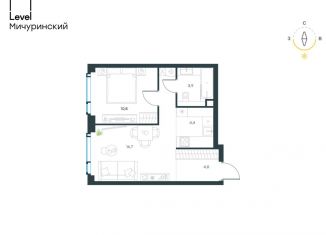 2-комнатная квартира на продажу, 39.8 м2, Москва, ЗАО, жилой комплекс Левел Мичуринский, к2