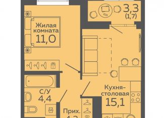 Продам однокомнатную квартиру, 36.5 м2, Свердловская область