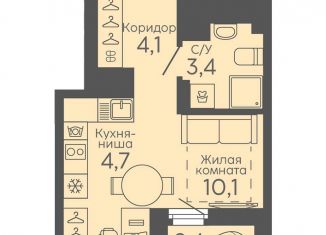 Продам квартиру студию, 23.5 м2, Екатеринбург, метро Ботаническая, жилой комплекс Новокольцовский, 6