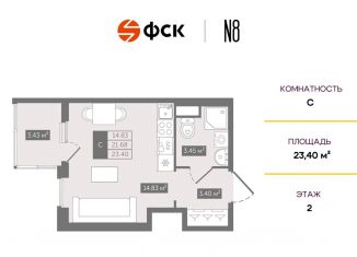 Продам квартиру студию, 23.4 м2, Санкт-Петербург, Новгородская улица, 8В