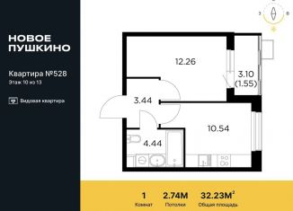 Продается 1-комнатная квартира, 32.2 м2, Пушкино, микрорайон Новое Пушкино, к27