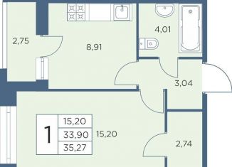 Продается 1-ком. квартира, 34.9 м2, Санкт-Петербург, Большой Сампсониевский проспект, 70к5, метро Чёрная речка