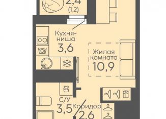 Продается квартира студия, 21.8 м2, Екатеринбург, метро Ботаническая, жилой комплекс Новокольцовский, 6