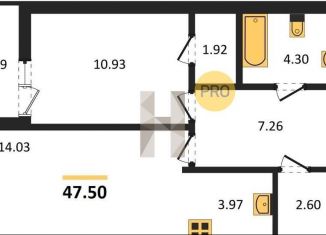 Продажа однокомнатной квартиры, 47.5 м2, Новосибирск, метро Студенческая