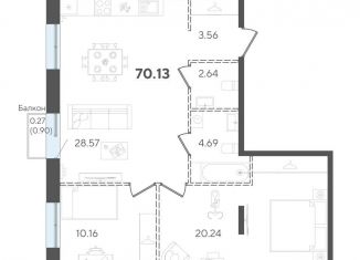 2-ком. квартира на продажу, 70.1 м2, Москва, метро Бульвар Дмитрия Донского, Старобитцевская улица, 7